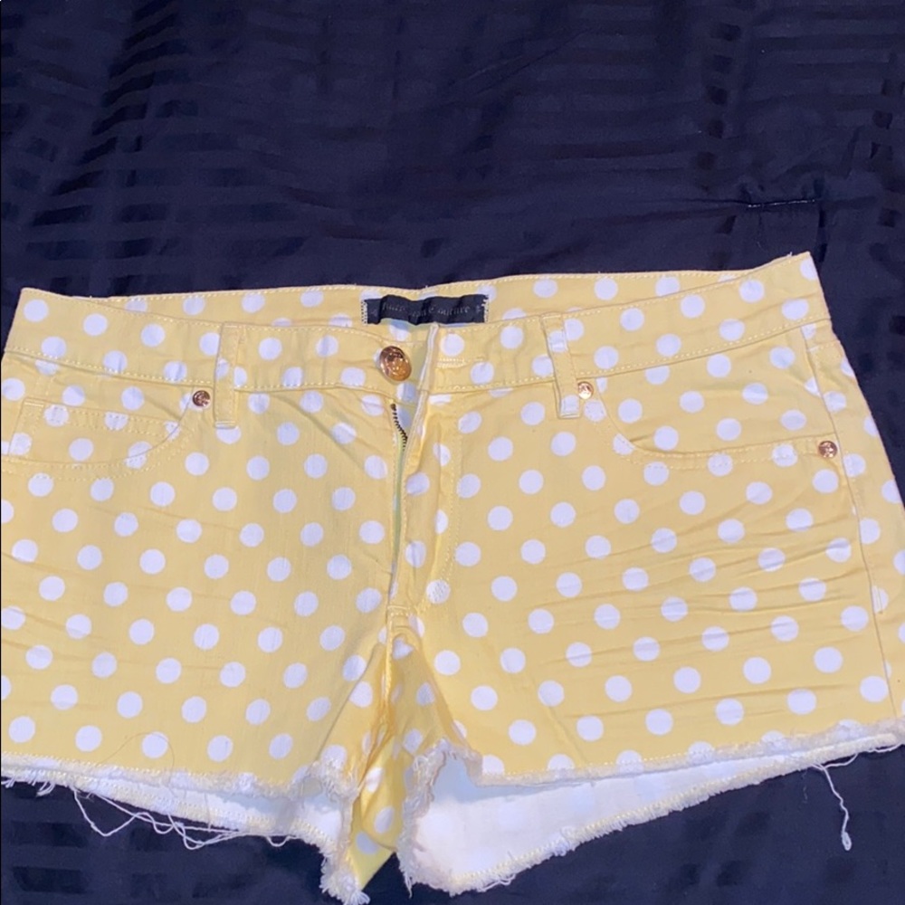 Juicy Couture White Polka Dot Yellow Shorts